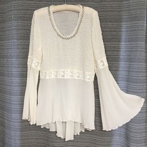 Fletcher Artworks, LLC Cream Long Sleeve Silk Bubble Tunic in Medium